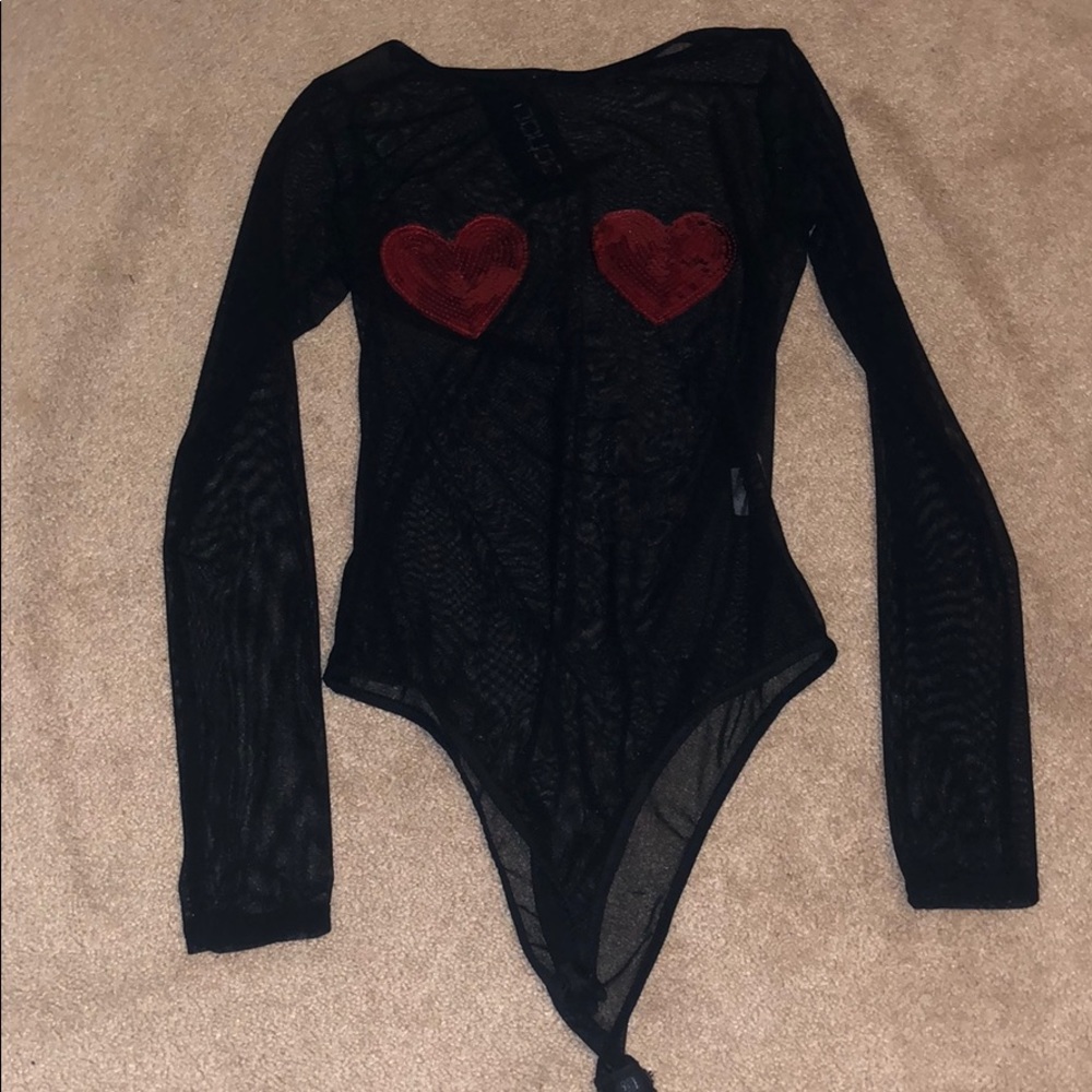 Black mesh body suit